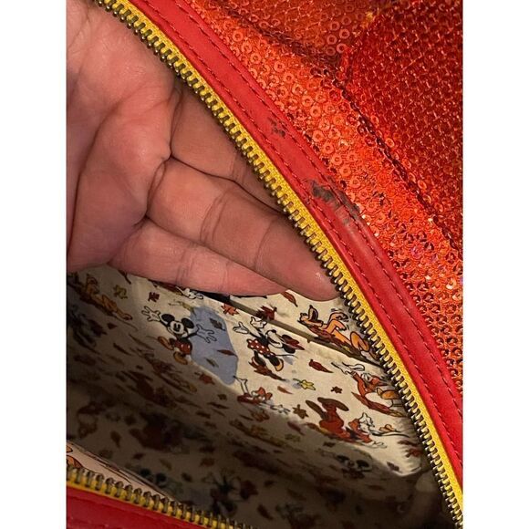 Loungefly x Disney Fall leaves red SequinMinnie Mouse Ombre Mini Backpack - Picture 8 of 13